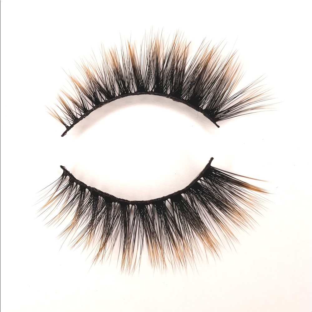 Faux mink colored Lashes black with blondish/ 10mm